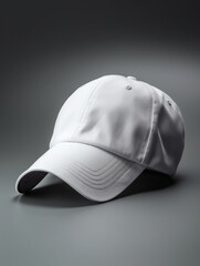 Fototapeta premium white baseball cap, over grey background сreated with Generative Ai
