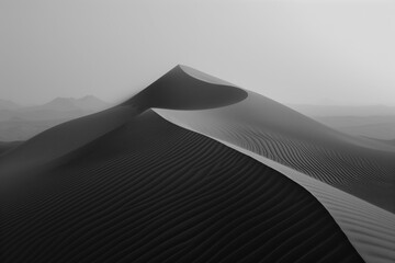 Sand dunes in a desert. Surreal landscape. Background image. Created with Generative AI technology.