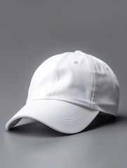white baseball cap, over grey background сreated with Generative Ai