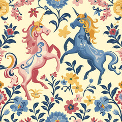 Fototapeta na wymiar Unicorn seamless pattern tile background