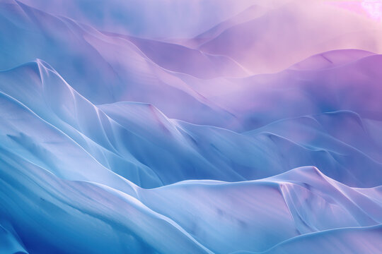 Misty glacier. Surreal landscape. Background image. Created with Generative AI technology.