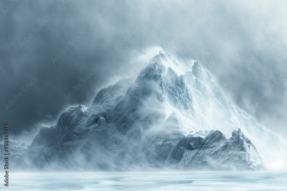 Aufkleber misty glacier. surreal landscape. background image. created with generative ai technology.