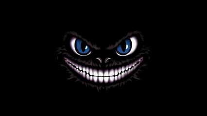 Cheshire cat smile on a black background - Powered by Adobe