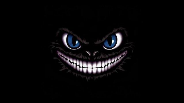 Cheshire cat smile on a black background