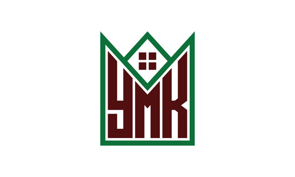 YMK initial letter real estate builders logo design vector. construction, housing, home marker, property, building, apartment, flat, compartment, business, corporate, house rent, rental, commercial