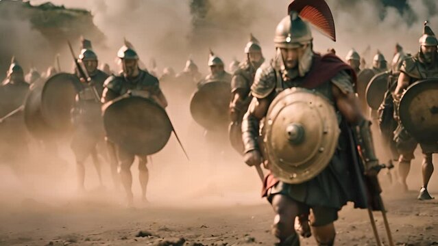 Spartan Army Warriors in Battle Generative AI