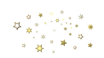 XMAS Banner with golden decoration. Festive border with falling glitter dust and stars.