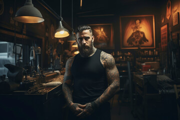 Tattoo Artist in a Vintage Styled Studio