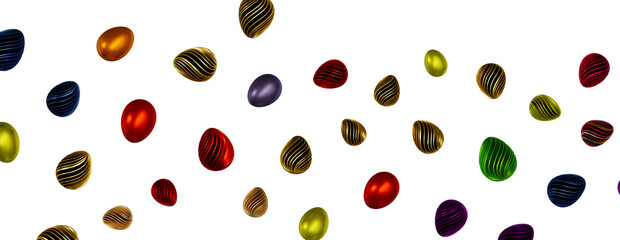 Collection of photos perfect colorful handmade painted easter eggs isolated