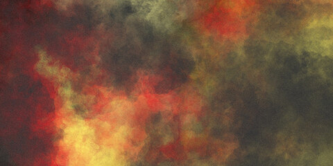 Black red fire gradient watercolor background. Abstract texture painting on canvas background. Hot fiery orange red and yellow background design