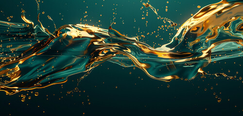 Bold golden strokes on deep teal, an artistic computer background.