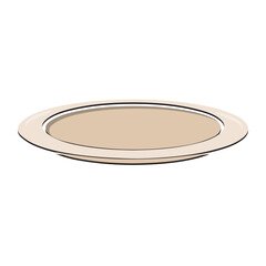 Dish, Empty plate with knife and fork  isolated on a white background. Plate circle icon with long shadow. Flat design style.