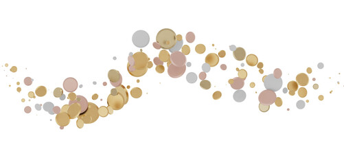 Cascading Celebration: Striking 3D Illustration Showcasing an Abundance of gold Confetti