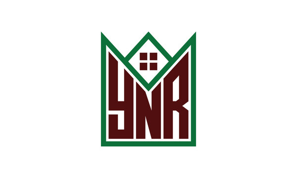 YNR initial letter real estate builders logo design vector. construction, housing, home marker, property, building, apartment, flat, compartment, business, corporate, house rent, rental, commercial