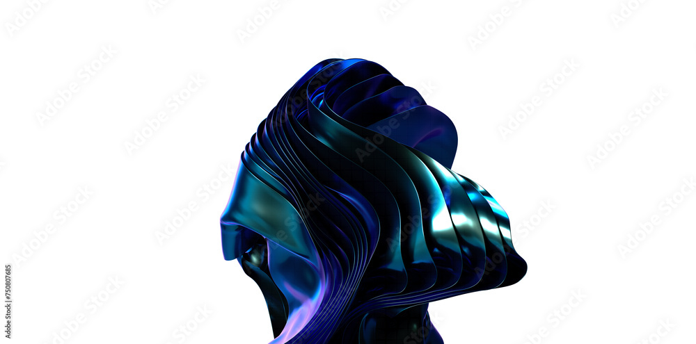 Poster blue wave abstract background 3d rendering flat design style