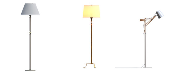 floor lamp isolated on white background, interior lighting, 3D illustration, cg render