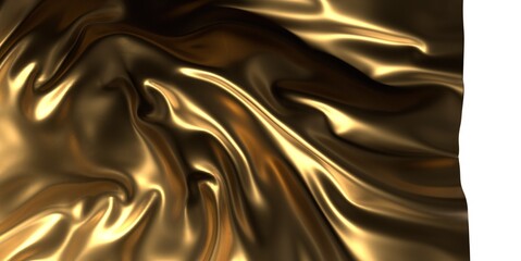 Radiant Drapery: Abstract 3D Gold Cloth Illustration with a Luminous Presence