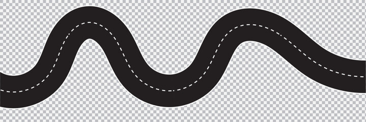 Horizontal asphalt road template. Winding road vector illustration. Seamless highway marking  isolated on white background. EPS 10