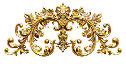 Golden baroque ornament elements on transparent background Remove png