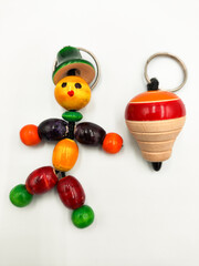 Vibrant Handcrafted Wooden Toys from India: Colorful Objects on White Background for Stunning Product Photography