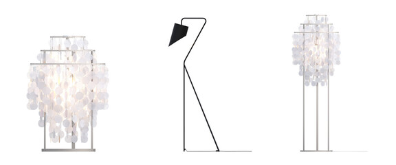 floor lamp isolated on transparent background, interior lighting, 3D illustration, cg render
