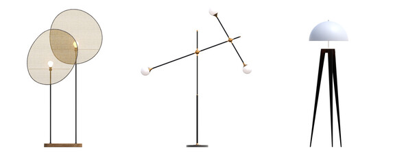 floor lamp isolated on transparent background, interior lighting, 3D illustration, cg render
