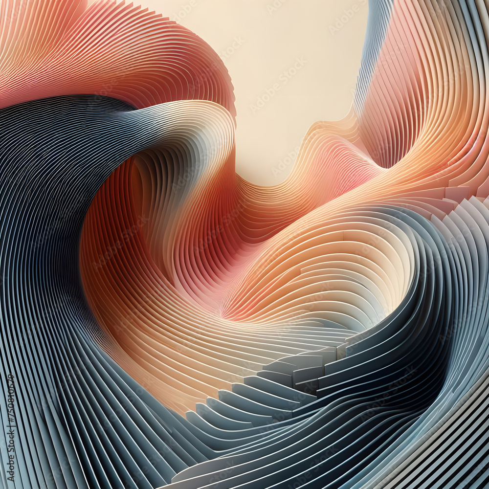 Poster abstract geometric wavy folds background generative ai