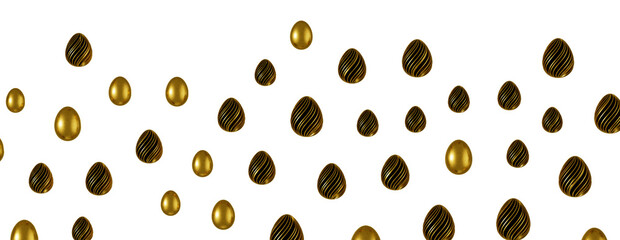 Pile of golden eggs. 3d render illustration.