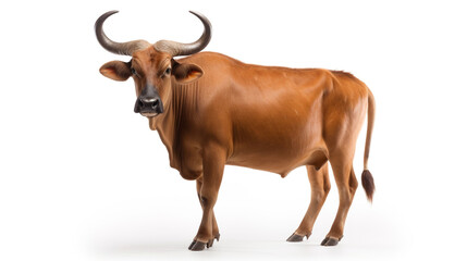 male banteng isolated on white background сreated with Generative Ai