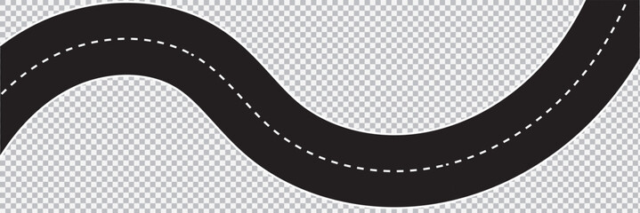 Horizontal asphalt road template. Winding road vector illustration. Seamless highway marking  isolated on white background. EPS 10 - obrazy, fototapety, plakaty