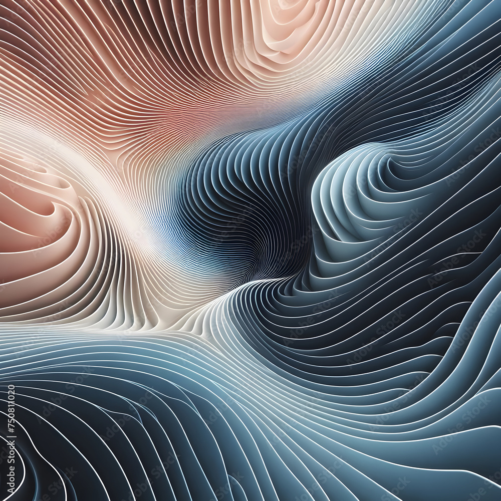 Poster abstract geometric wavy folds background generative ai