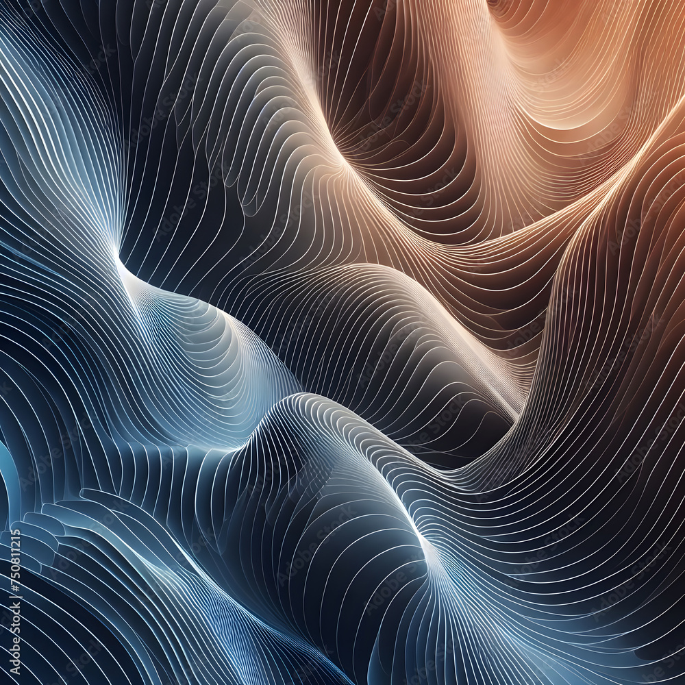 Aufkleber abstract geometric wavy folds background generative ai
