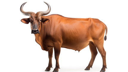 male banteng isolated on white background сreated with Generative Ai