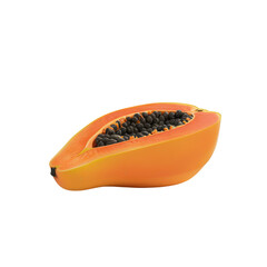 Photo of papaya fruit isolated on transparent background