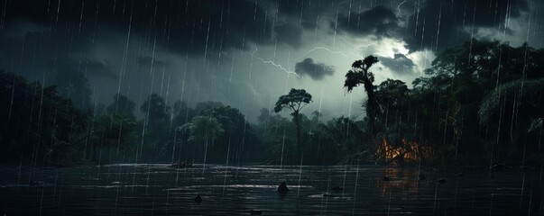 thunderstorm in the amazonian forest