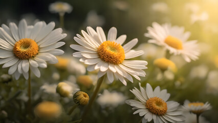 Obraz premium Close shot of daisies in the meadow