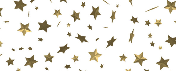 XMAS Stars - Banner with golden decoration. Festive border with falling glitter dust and stars.