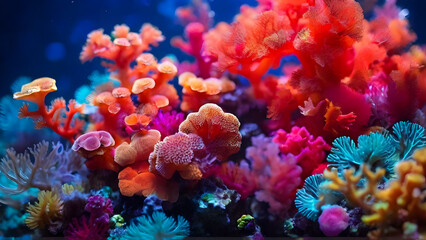 Colorful tropical corals in the sea