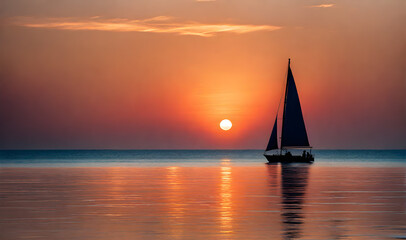 Fototapeta premium Azure ocean sailboat scene
