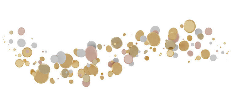 Celestial Celebration: Radiant 3D Illustration of Celestial gold Confetti