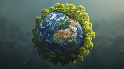 Fototapeta premium On World Earth Day, celebrate with a shield of animated trees guarding the Earth's borders.