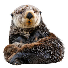 Photo of sea otter isolated on transparent background