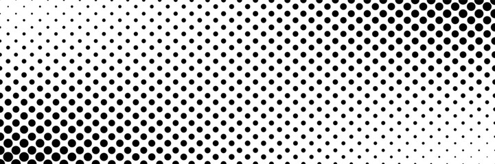 horizontal halftone of black circle design for pattern and background.