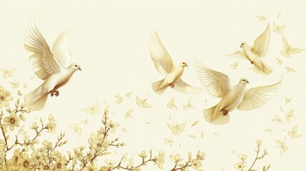 Fototapeta premium An Elegant Good Friday design showcases doves descending, embodying peace and the Holy Spirit's presence.