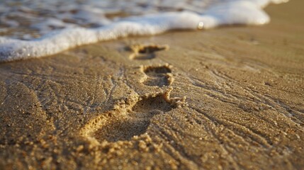 Fototapeta na wymiar On Good Friday, footprints in the sand mark guidance and sacrifice along the border.