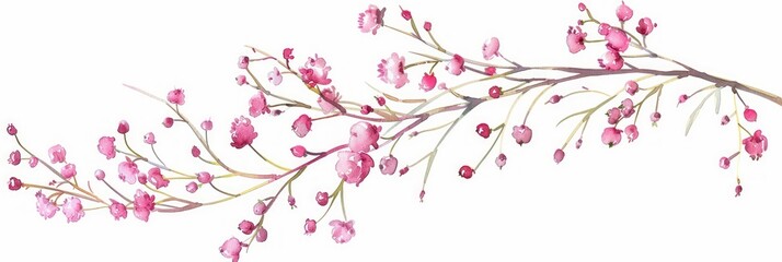 Fototapeta premium Watercolor Illustration of Gypsophila Branch Generative AI