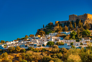 The majestic Lindos Acropolis and old town.