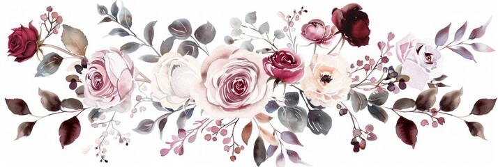 Watercolor Floral Illustration - Botanic Composition for Wedding or Greeting Card Generative AI