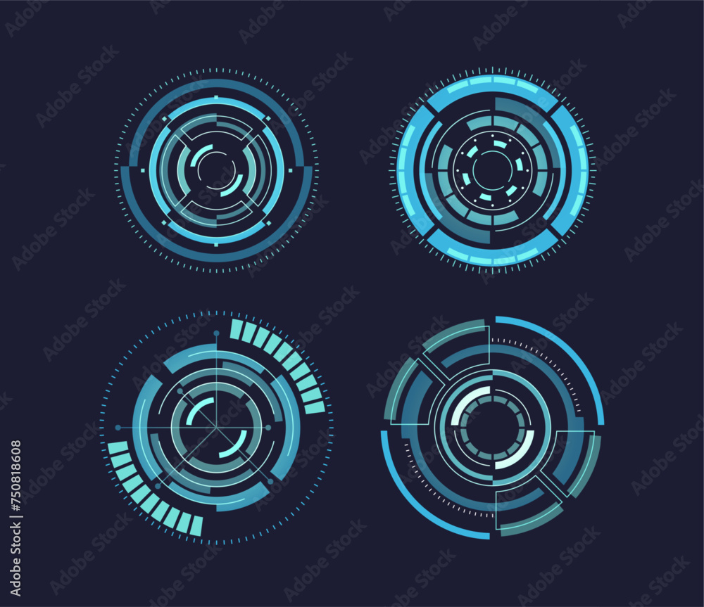 Poster Futuristic Hi-tech Circles Vector Digital Design Elements. Modern Techno Interface, Conveying A Hitech Future Technology