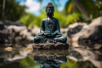 a statue of a buddha in water
